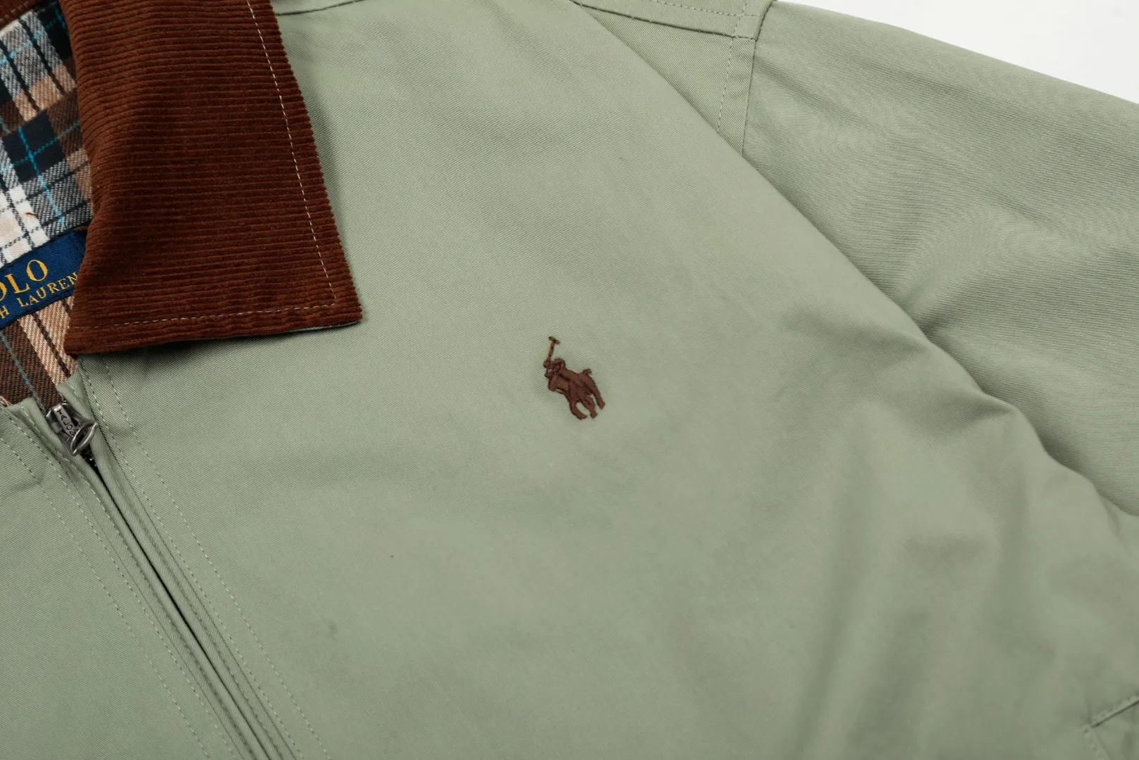🅿️340 "Top quality" Style number: 8099# [Ralph Lauren corduroy color-blocked lapel American retro jacket] ✅Ralph Lauren American retro classic contrasting color corduroy lapel jacket ✅Pure cotton washed fabric Fabric texture version YYDS~ ✅Fashionable and casual commuting travel Simple style is classic ✅Simple and easy to match ootd essential style Versatile style Size: S-XL Color: Navy blue, matcha light green, Klein blue, retro gray green